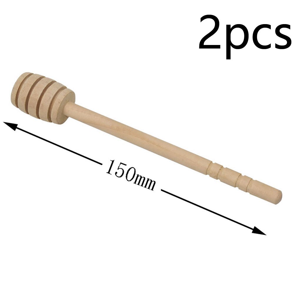 Holz Stock Rührstab Löffel tauchen Server Drizzler 150MM Lange Holz Mini Biene Honig Löffel Muddler Rührer: 2Stck