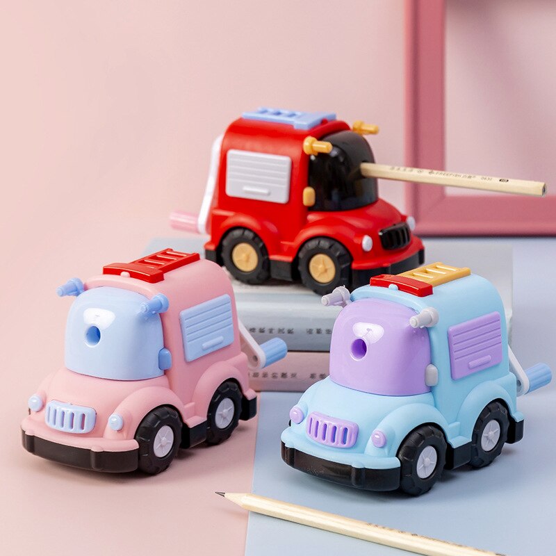 Sacapuntas automático con forma de coche de dibujos animados para estudiantes, papelería, bonito sacapuntas
