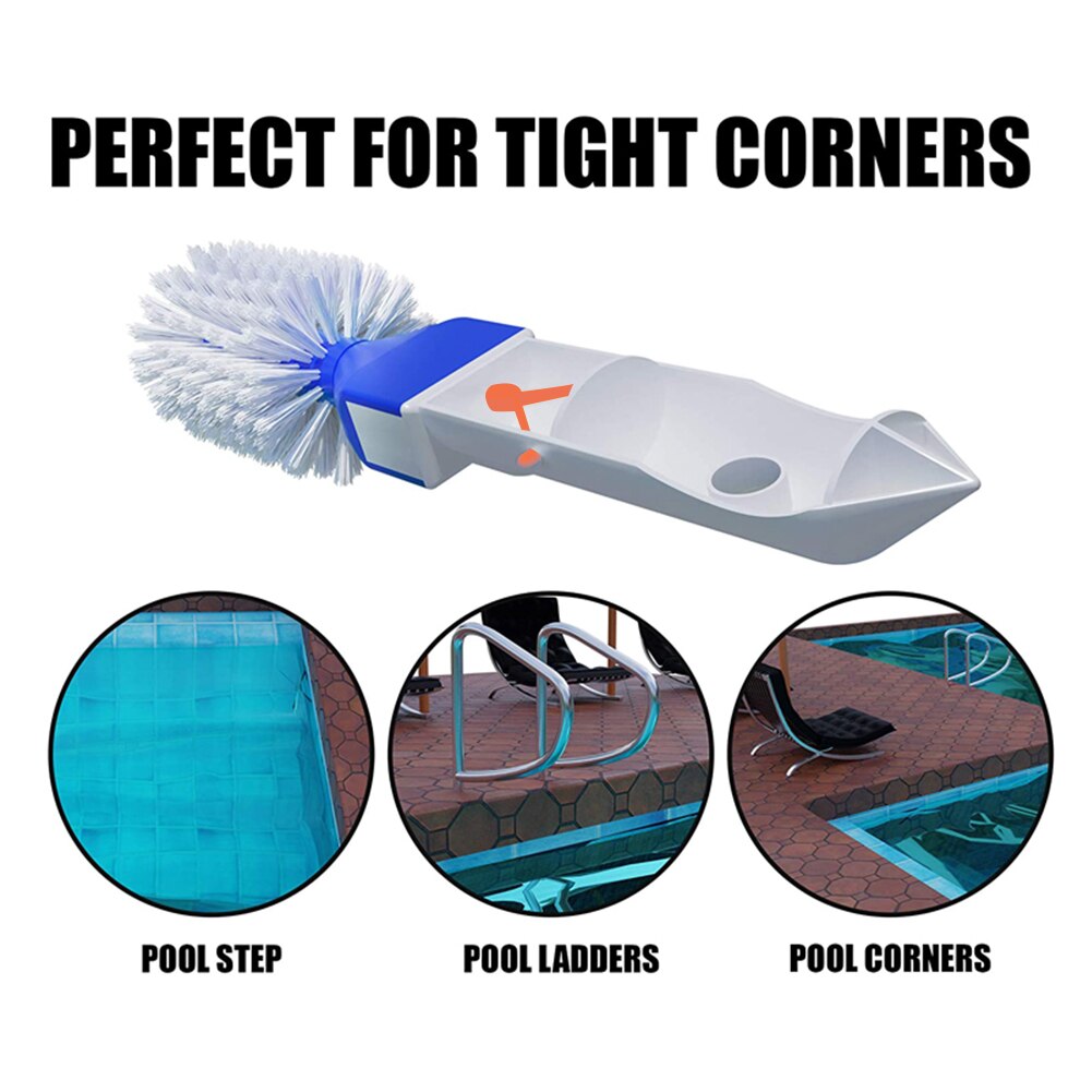 10 Inch Durable Corner Brush Easy Install Spa Lightweight Swimming Pool Plastic Dirt Removal Handheld Cleaning Tool Scrubber