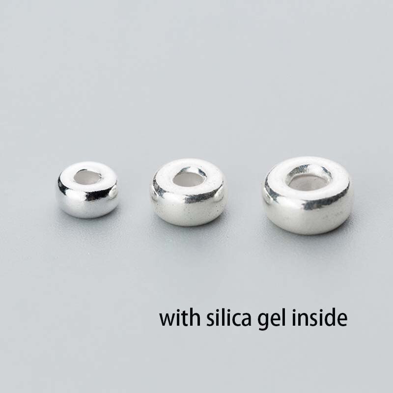 925 Sterling Silver Beads With Silica Gel Inside Stopper Beads Non-slip S925 Silver Positioning Space Beads DIY Jewelry Making