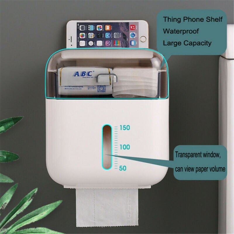 Wall Mounted Toilet Paper Roll Holder Bathroom Tissue Box Dispenser Waterproof