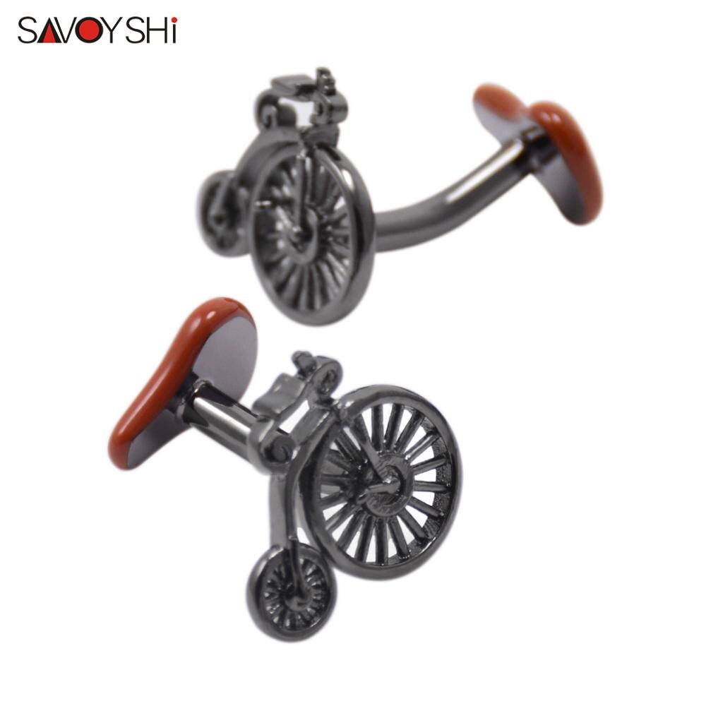 SAVOYSHI Bicycle Cufflinks for Mens Shirt Cuff buttons Novelty Brown Enamel Cuff links Brand Jewelry