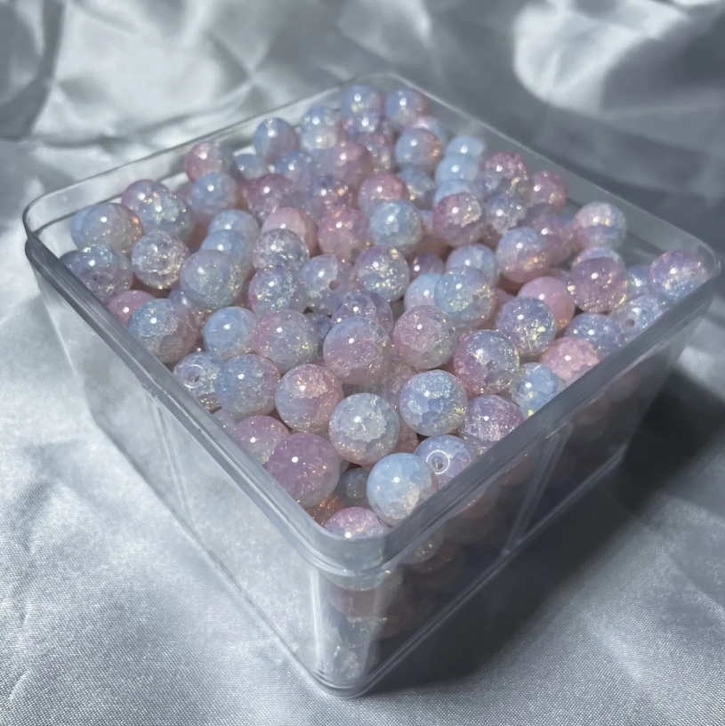 10mm 20 Uds. Cuentas de dos colores degradadas hechas a mano Diy chica hermosa pulsera de Multicolor collar cuentas sueltas joyería de hadas: Gris