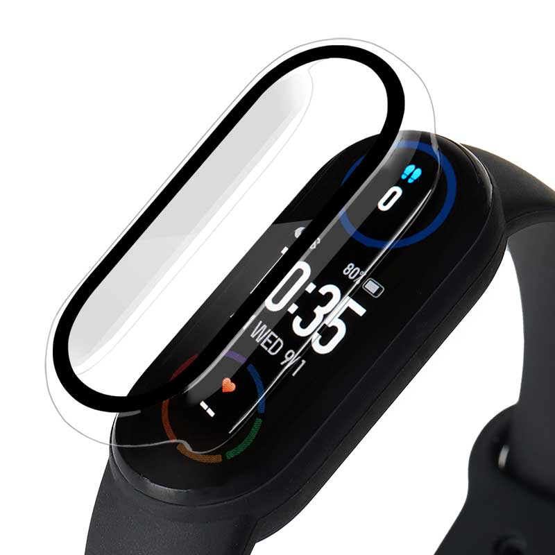 Para Xiaomi Mi Band 7 7NFC Miband 6 5 4 3 funda con película protectora de pantalla Miband7 Miband6 Miband5 carcasa de protección completa: L / Caqui