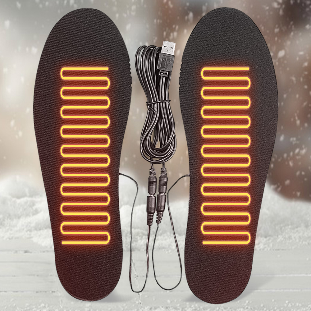 USB-beheizte Schuheinlagen, elektrisch beheizte Schuhe, Polster, Fußwärmepolster, waschbar, wiederaufladbar über USB, Fußwärmer-Einlegesohlen für Männer und Frauen