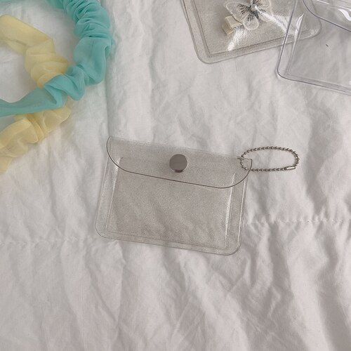 Myntplånböcker solid transparent liten kreditkortshållare pvc enkel unisex avslappnad multifunktion chic trendig nyckelplånbok vattentät: Bling rosa