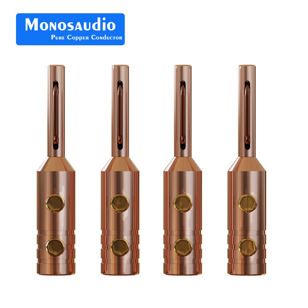 Monoaudio B80 99.998% connecteur de fiche banane en cuivre pur rouge plaqué or/Rhodium, prise de câble Audio pour haut-parleur: 4Pcs B80