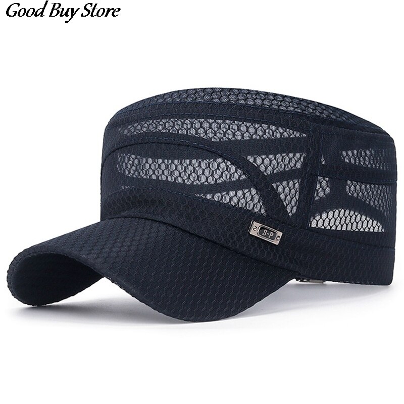 Verstelbare Outdoor Zon Hoeden Mesh Baseball Cap Casual Platte Ademende Hoed Mannen Snapback Mannelijke Zomer Gorras Streetwear Trucker Cap: A