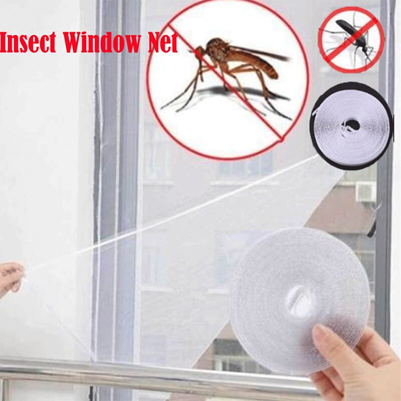 Window Mesh Mosquito Window Net Mesh Black & White Fly Curtains Net Curtain Protector Room DIY Self-adhesive