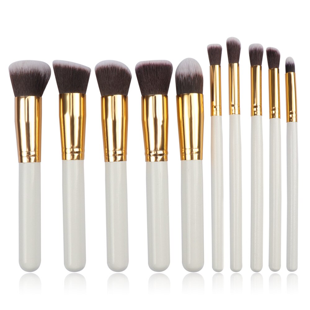 MB01-pincel de madera para base de maquillaje, juego de sombra de ojos, brocha, brochas de maquillaje: White Gold