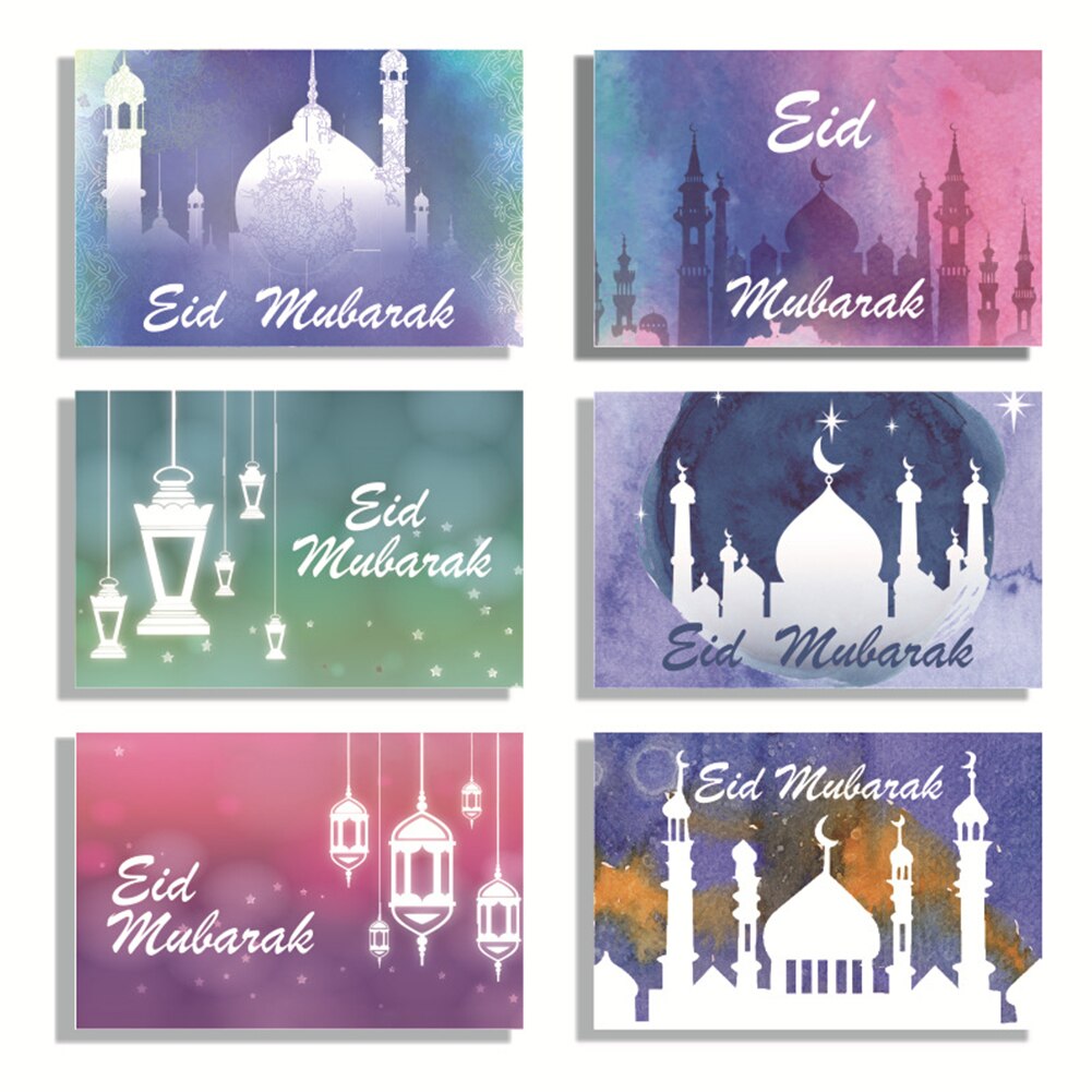 Ensemble de cartes de vœux pour l&#39;aïd al-fitr, carte postale d&#39;anniversaire, de fête, décor de Ramadan, du Ramadan, 6 pièces