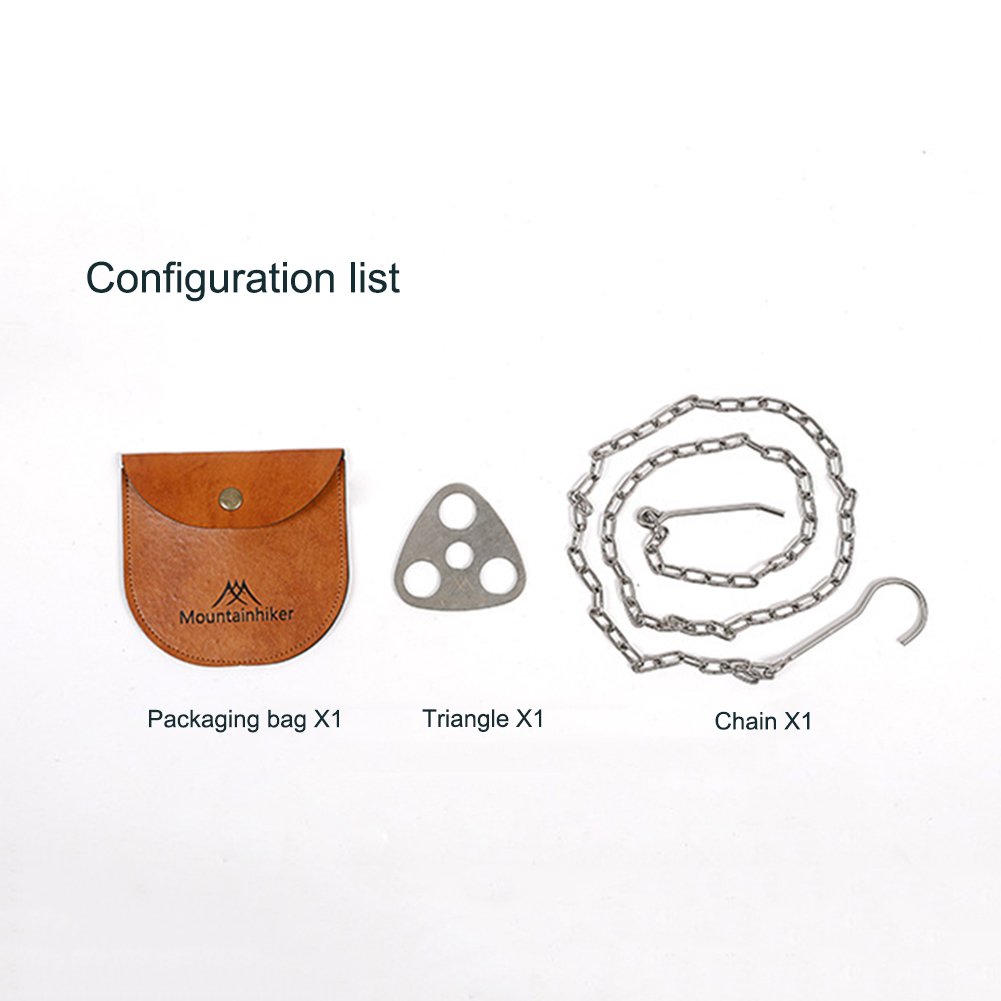 Soporte de maceta colgante de trípode de Camping con bolsa de almacenamiento de cuero, colgador de estante de barbacoa, longitud ajustable, anillo de trípode de cadena para Picnic de campamento