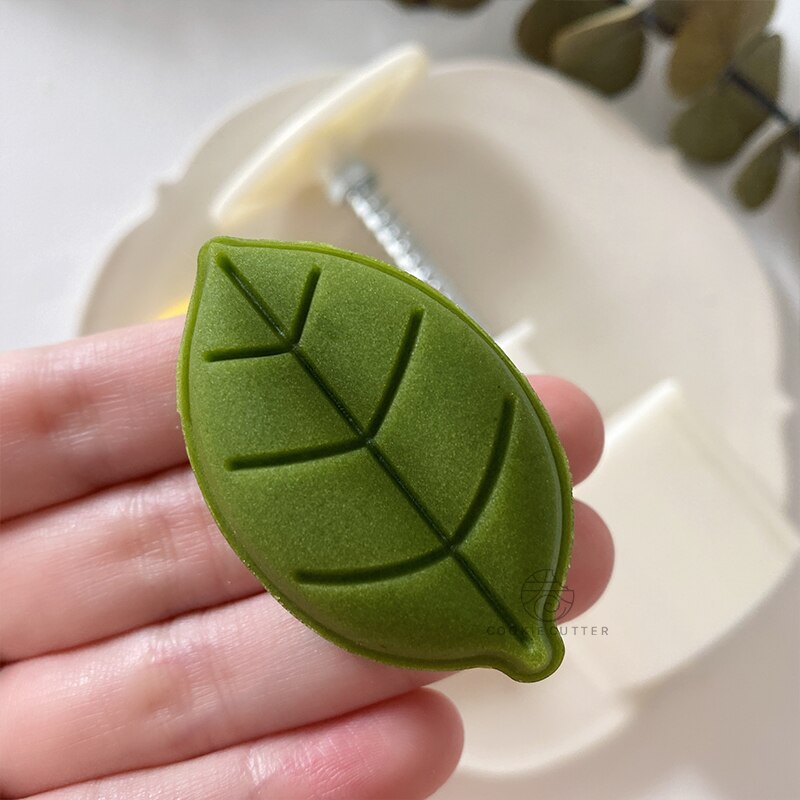 25-35g blad stempel mung bønne kage måne kage form kage udstikker wienerbrød dessert bageform fondant kage dekorationsværktøj genanvendelig