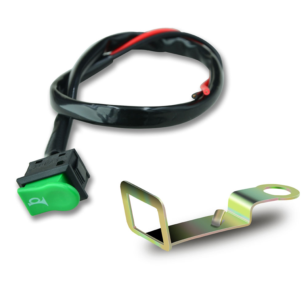 Motorcycle Push Switch Button Handlebar Refit Switch 12v-24v 5a Green Speaker Switch With Bracket For Cars E-Bike Motorcycle
