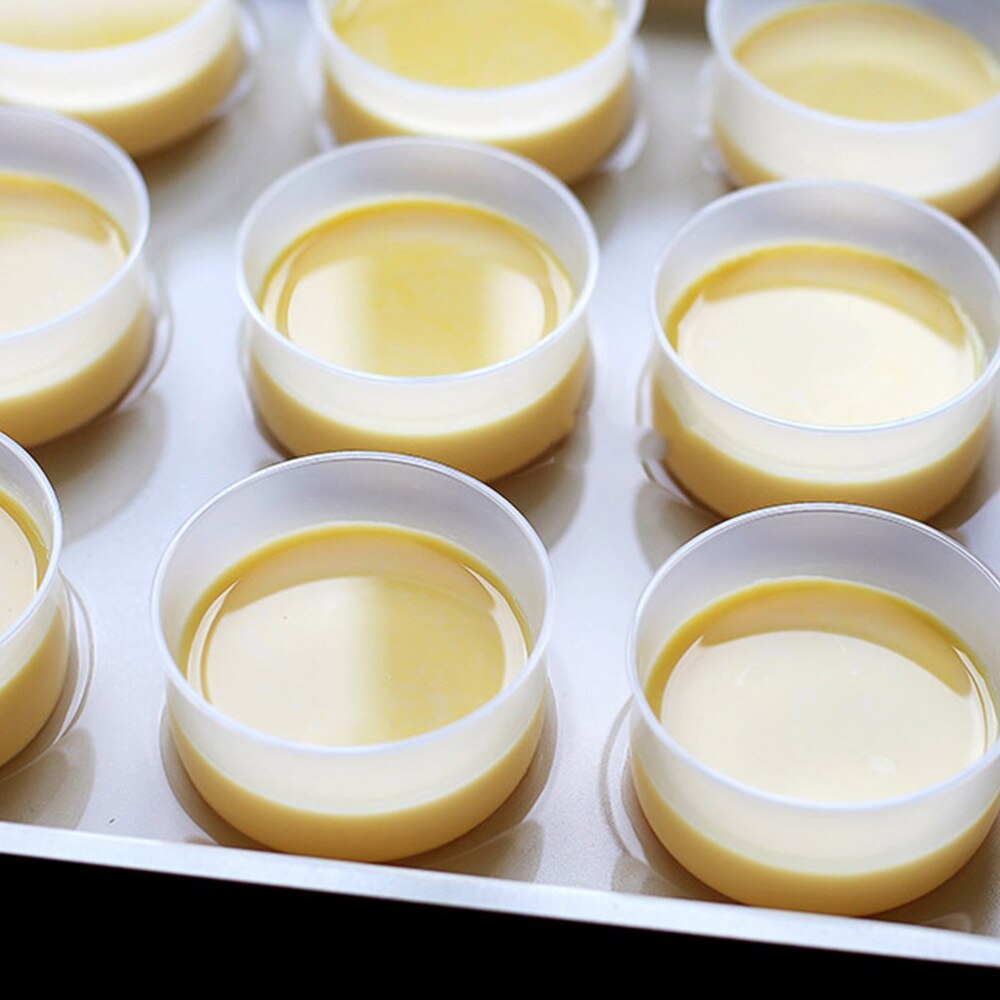 50 Sets Bakken Pudding Cup Hittebestendig Japenese Pudding Beker Met Deksel (Transparant)