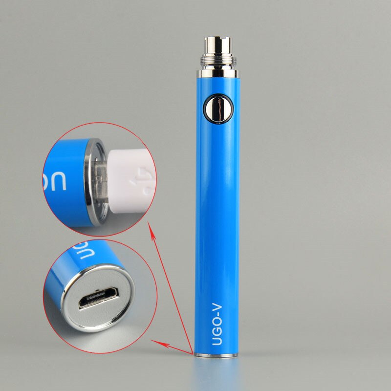 10pcs/Lot UGO vape Battery Micro USB Passthrough 900mah Electronic Cigarette EGO Battery For 510 Thread CE4 mt3 tank Vape pen: Blue / 900mah