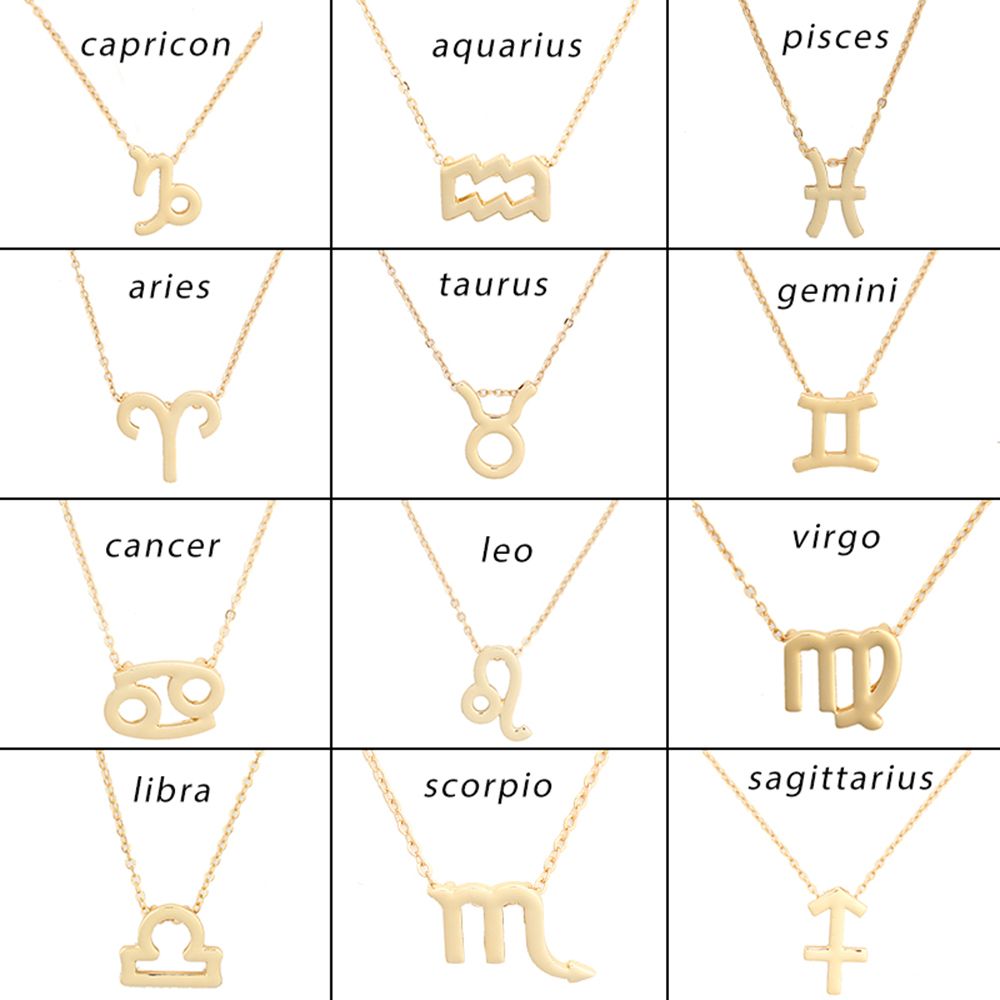 12 Constellation Pendant Necklace Zodiac Sign Necklace Birthday Message Card for Women Girl Jewelry Arrivals