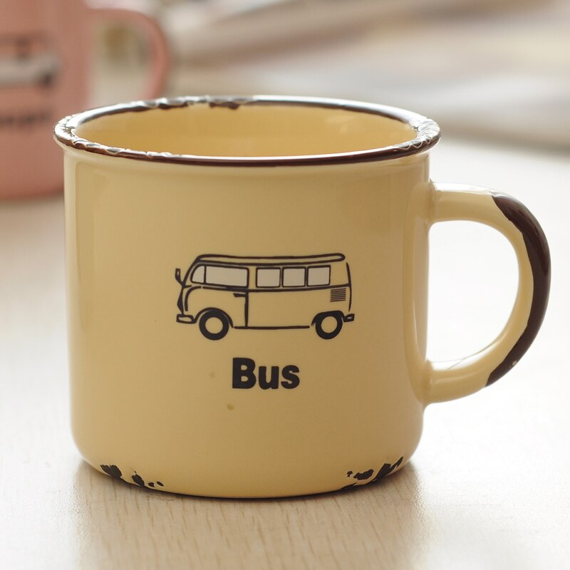 Imiterade emaljmuggar keramiska muggar söt klassisk nostalgisk älskare kaffemugg drinkware europeisk stil tekopp