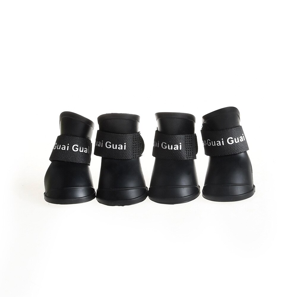 4Pcs Pet Dog Katten Regen Schoenen Pet Laarzen Rubber Draagbare Anti Slip Waterdichte Pet Hond Kat Regen Schoenen Huisdier levert: Black / S