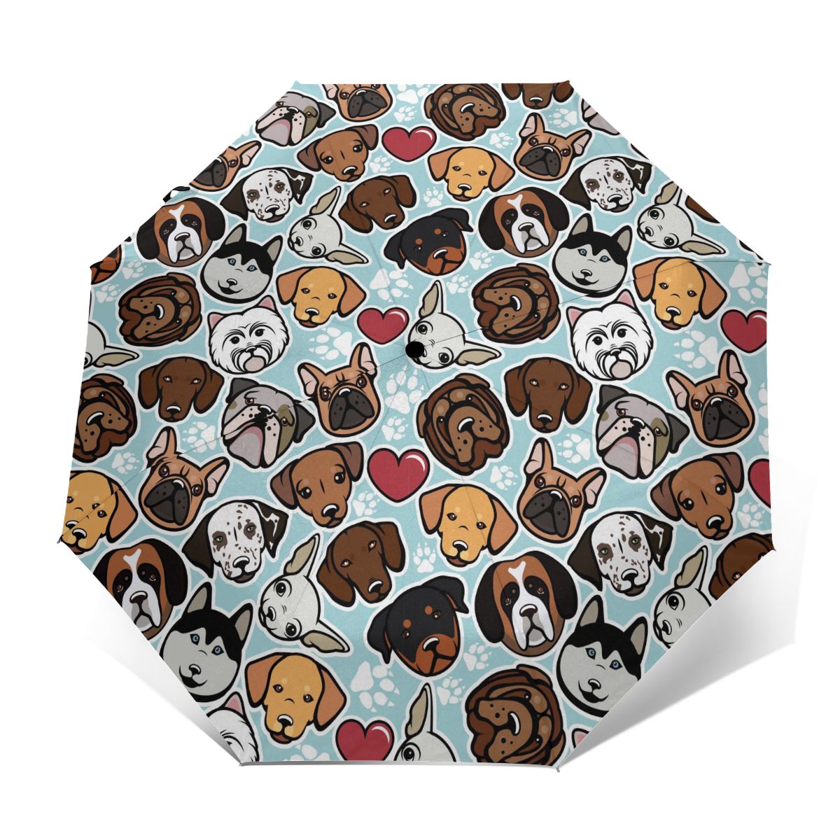 Paraguas automático para hombre y mujer, sombrilla con de cabeza de perro, tres pliegues, para lluvia: Outer Print
