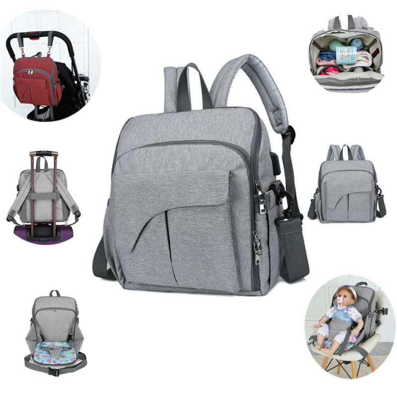 Chaise de salle à manger pour bébé 2 en 1 | Sac à dos Portable pour maman papa, sac à couches pour bébé USB grande capacité, sac à couches pour voyage rehausseur pour bébé