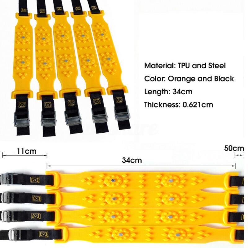 4/10PCS Car Tyre Winter Roadway Safety Tire Snow Adjustable Anti-skid Safety Double Snap Skid Wheel TPU Chains