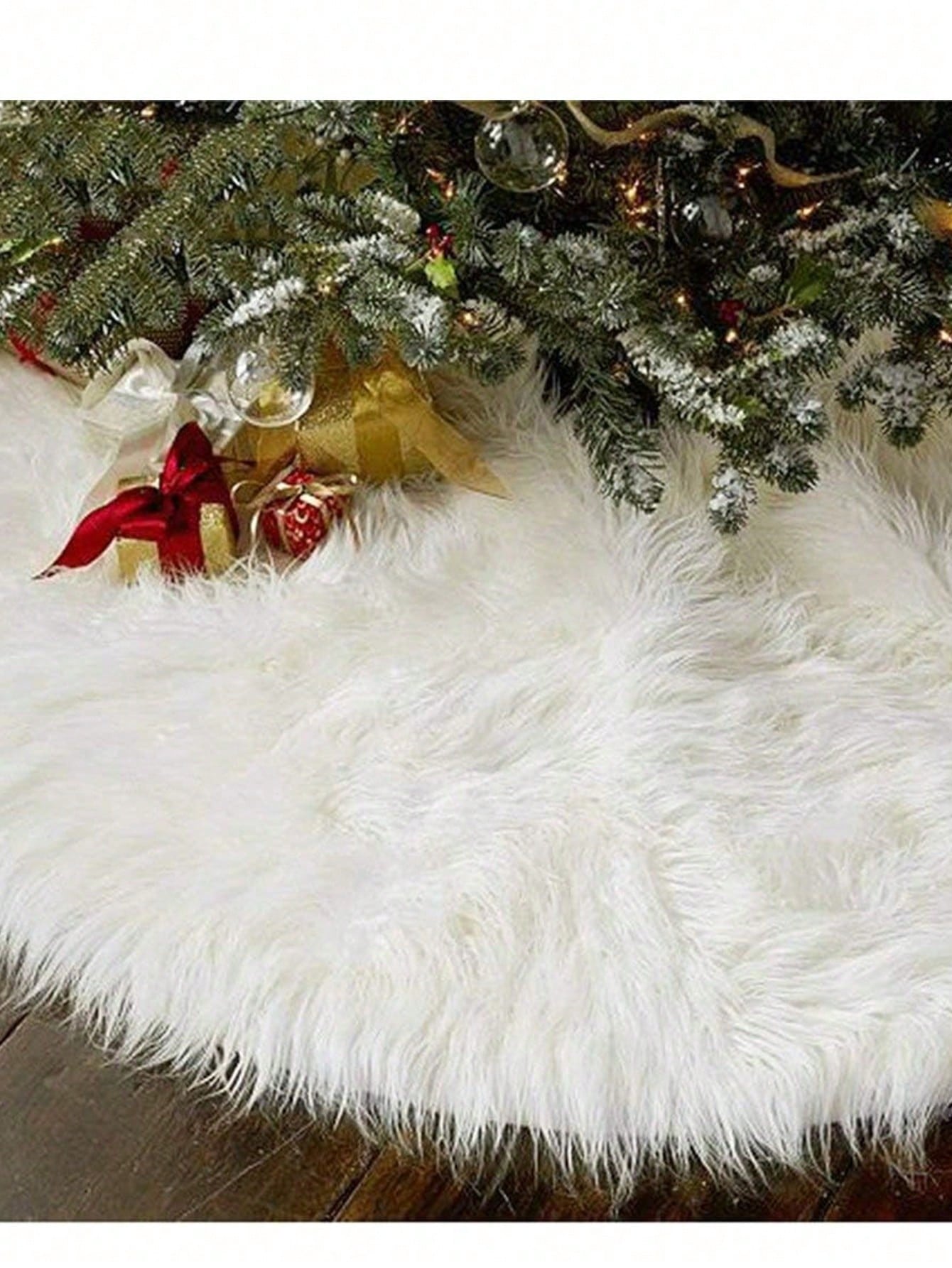 1pc White Fluffy Christmas Tree Plush Skirt Merry Party Christmas Tree Decoration Year Xmas Trees Carpet Decoration