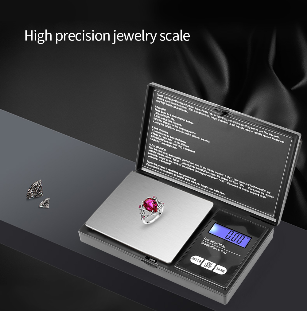 Mini-Elektronikwaage, Taschen-Digitalwaage für Gold, Sterlingsilber, Schmuckwaage, Präzisionswaage, 200/500 g x 0,01 g/1 kg x 0,1 g