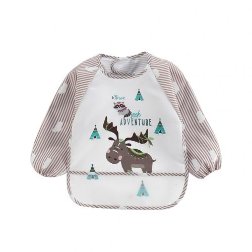 Baby Jungen Mädchen lang Ärmel Wasserdicht Fütterung Kunst Schürze Lätzchen Kittel Lätzchen freundlicher essen Brust Kind Baby Kleidung Wasserdicht: Braun lang Horn Hirsch