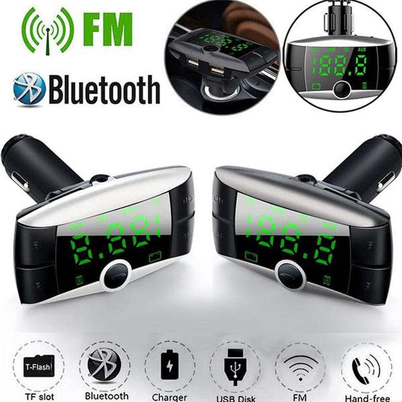 1 Pcs Auto Mp3 Speler Draadloze Bluetooth Fm-zender Modulator Handsfree Car Kit Mp3 Speler Dual Usb Oplader Grote Scherm