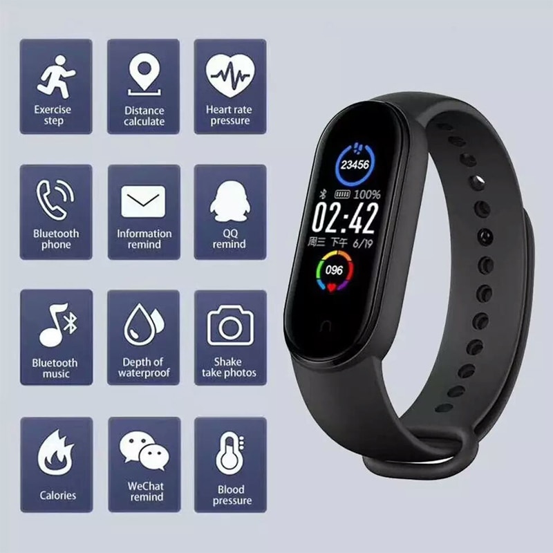 Bluetooth M5 SmartWatches Sport Fitness Tracker Pedometer Herz Rate Monitor Anruf Erinnerung Blutdruck M5 Smart Band