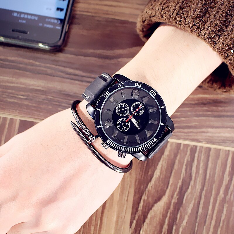 Men Watches Large Dial Men Sports Watches 7 Color Lights Led Glow Watches Silicone Band Watches Luminous Reloje Hombre: 0890336black