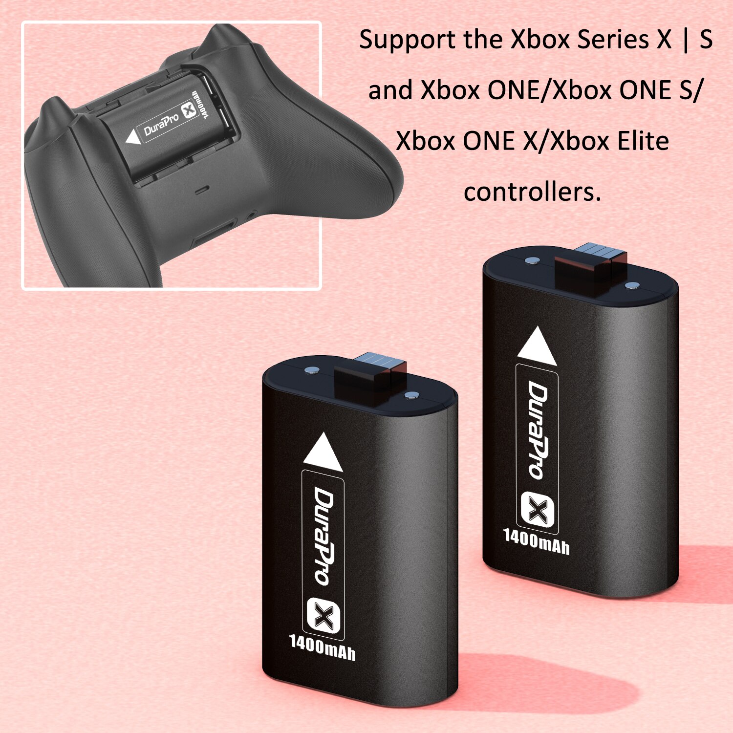 2pcs 1400mAh Battery Pack for Xbox Series X/Xbox One / Xbox One S/Xbox One X/Xbox One Elite Wireless Controller Gamepads