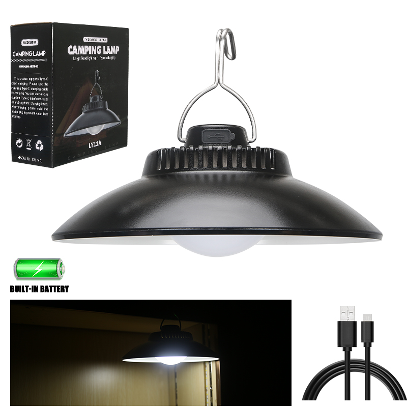 Usb-uppladdningsbara led-campinglampor 2 lägen utomhus vattentäta hängande tältlyktor nödljus för fiske grill: 2.5 w