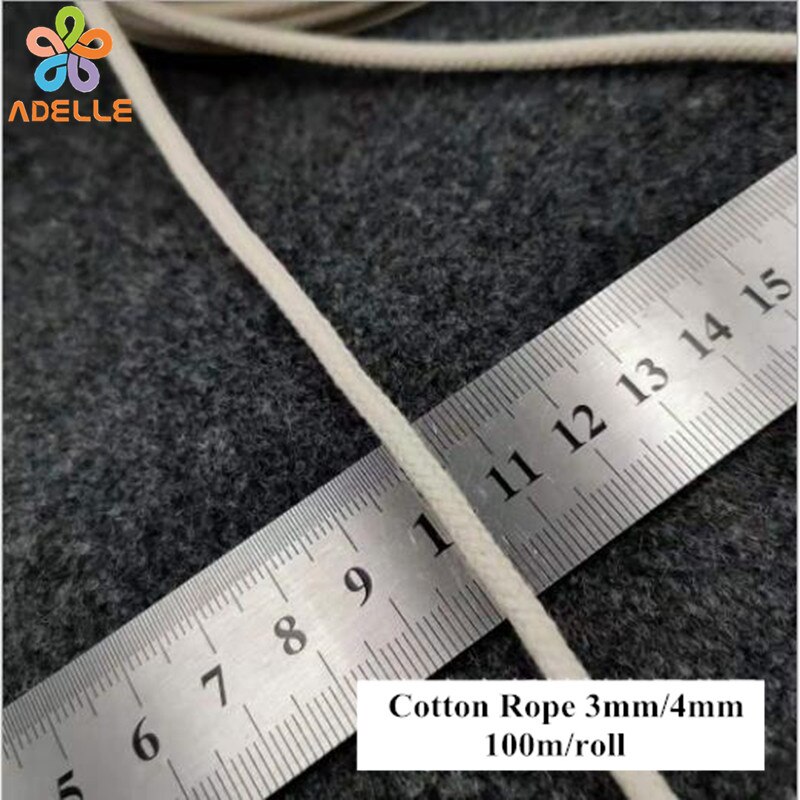 Hvid/sort/naturlig farve 3/4/5/6mm flettet bomuldsreb med stærk kerne bomuldssnor håndtag remskive bondage 90m