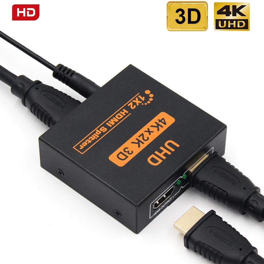 HDMI Splitter,1 in 2 Out HDMI Splitter Ver 1.3 Certified, 1x2 HDMI Splitter, HDMI Switch Box, Full HD 4K 1080P & 3D Support