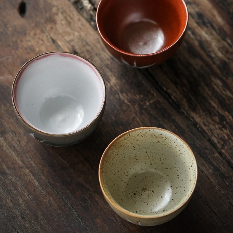 Chanshova kinesisk retro håndlaget på glasert porselen tekopp 100ml rødkronede krane mønster kina keramiske tekopper  h117