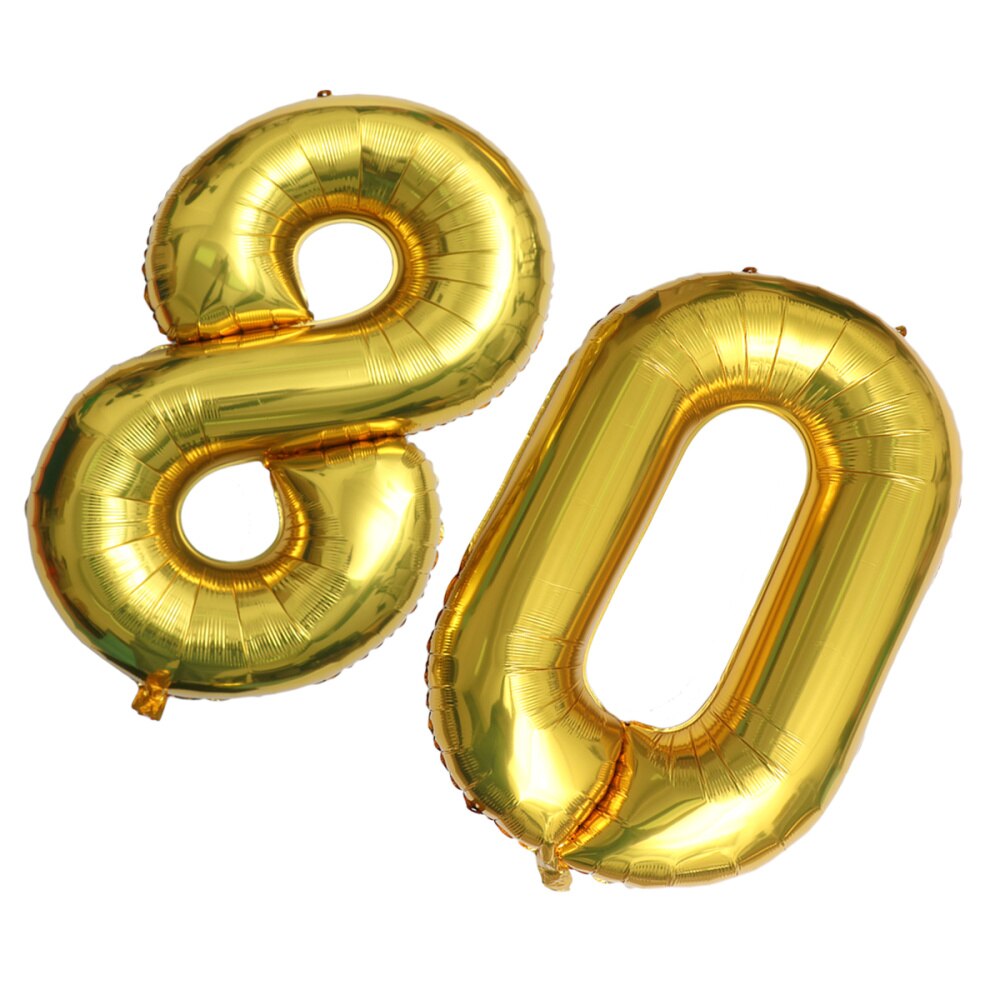 40 Inch Gold Number 80th Balloon Party Festival Decorations Birthday Anniversary Jumbo Foil Balloons Party Supplies Photo Props