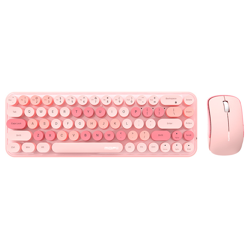 2.4G Wireless Keyboard and Mouse Combo 68 Round Keys For PC Desktop Laptop: Pink