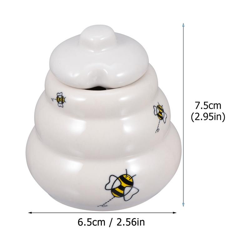 2Pcs Ceramic Honey Pot Honey Jar With Dipper And Lid Kitchen Syrup Container Storage Pot Dispenser Kitchen Accessories