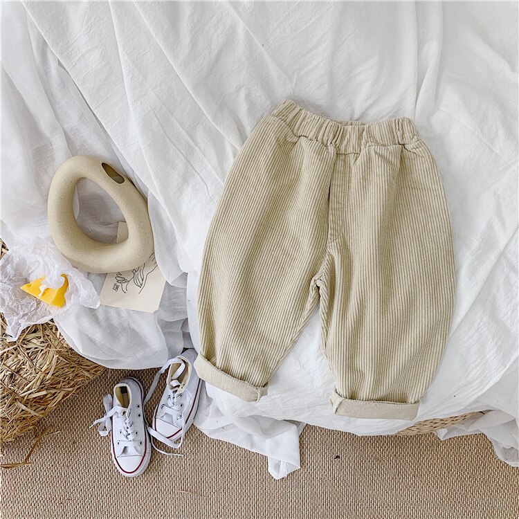Children's Pants Boys and Girls Wear Baby Autumn Small Children's Casual Sports Pants: Beige / 3T
