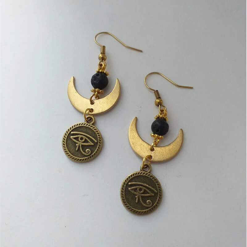 Modernist Metal Loop Earrings Phase Boho Hippie Statement Summer Long Creativity Jewelry Minimalism Women: Antique Gold Plated