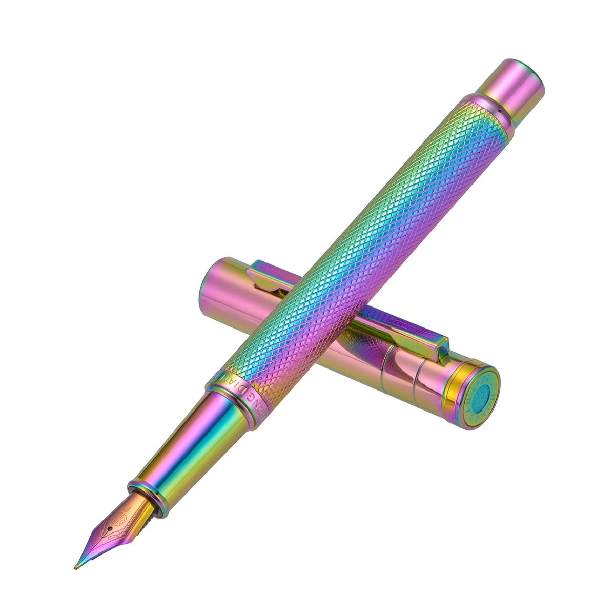 Pluma estilográfica de Metal de bosque azul oscuro Hongdian, plumín azul EF/F/Bent, textura de árbol hermoso, excelente escritura, bolígrafo de oficina de negocios, novedad