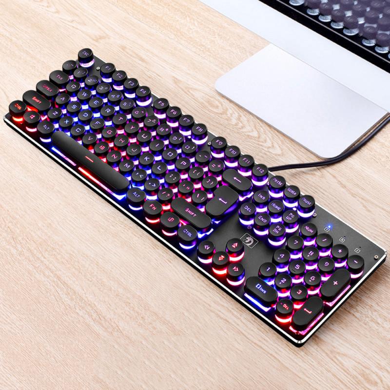 Wired Gaming Keyboard Mechanical LED Backlit Keyboards USB 104 Keycaps Keyboard Computer Game Keyboards Computer Peripherals