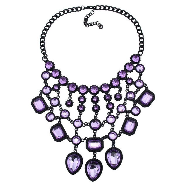 Miwens 9 Colors Crystal Metal Maxi Big Necklace Chain Charm Choker Women DIY Adjustable Jewelry Punk A554: purple