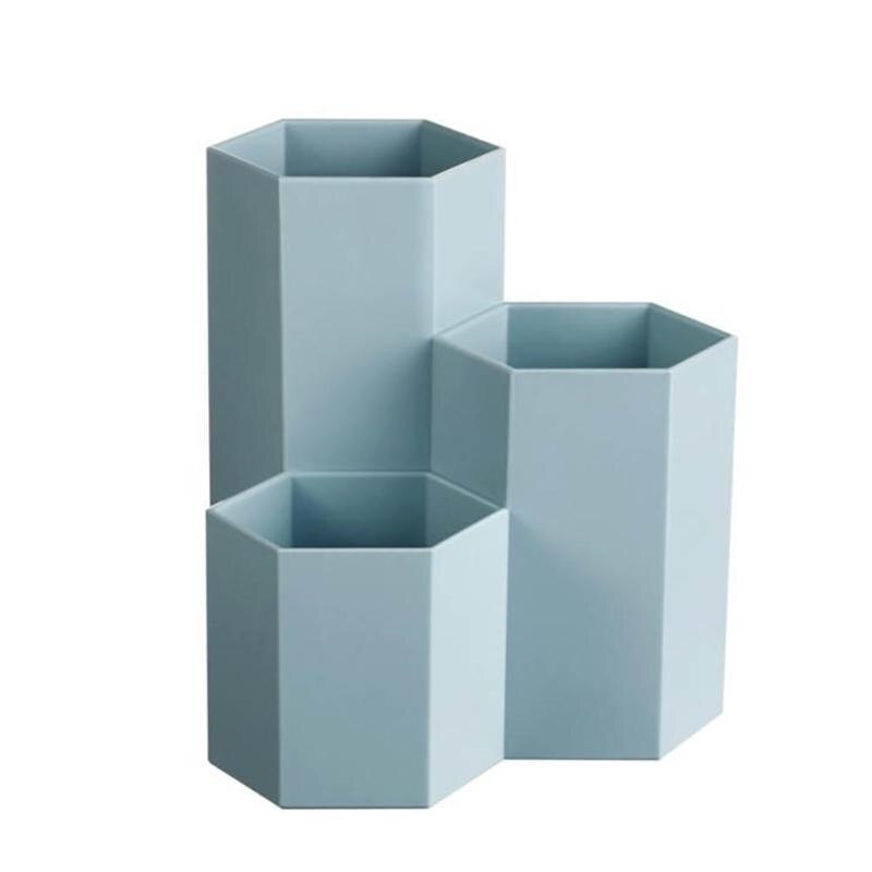Caja de almacenamiento para brochas de maquillaje, organizador de mesa, soporte para cosmética de uñas pulidas, herramientas de maquillaje, soporte para bolígrafos: Azul