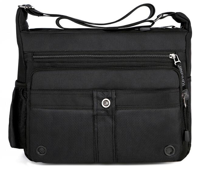 men's casual shoulder bag large capacity outdoor Oxford cloth messenger bag men's business briefcase: Black