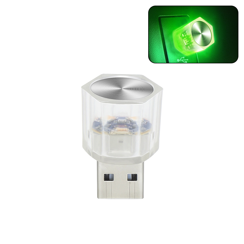 Luz de ambiente ambiental Interior de coche de 5V, luces LED, lámpara de lectura automática, decoraciones, lámpara de ambiente decorativa USB Plug and Play: Verde