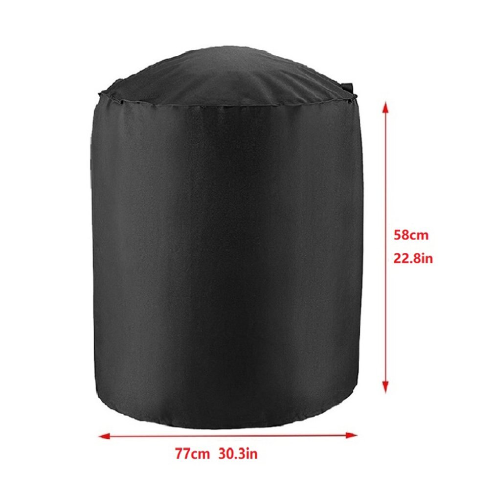 Black Round Cover For Barbecue Grill Fire Pit Waterproof Dustproof Cover For Garden Terrace Practical BBQ Grill Cover Home Tools: 77x58cm