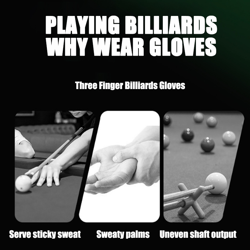 Biljarthandschoen Snooker Antislip Sporthandschoenen met drie vingers Hoogelastisch Ademend Draagbare handschoenen Biljarttrainingsaccessoires